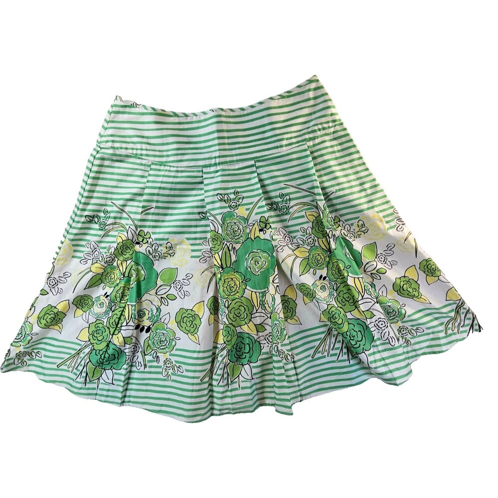 New York & Co Short Floral Inspired Skirt Womens Sz 8 Pleated Side Zip